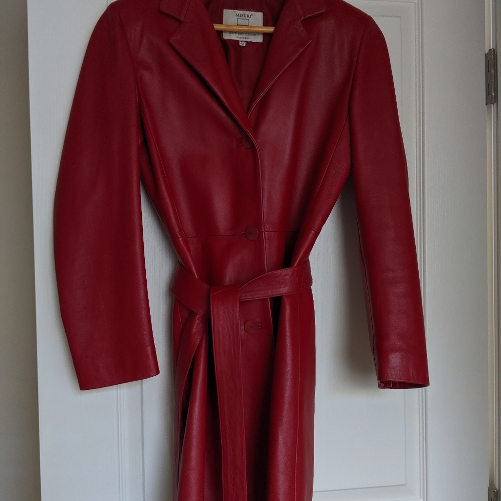 100% Italian leather trench coat